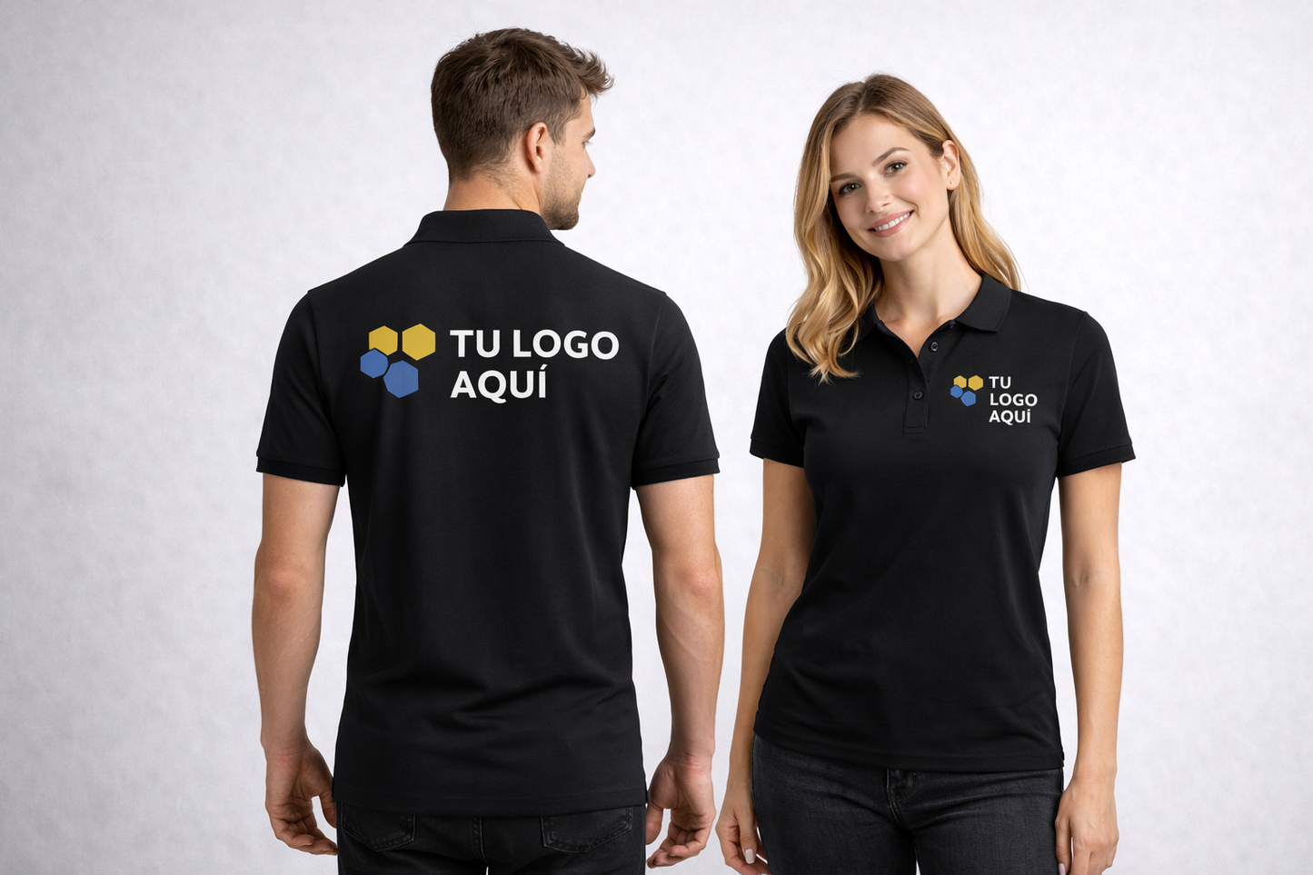 Pack premium 10 polos personalizados con estampa adelante y atrás