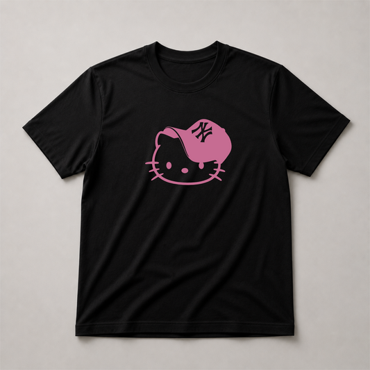 Camiseta Hello Kitty Y2K rosa NY streetwear aesthetic unisex
