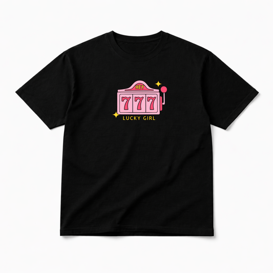 Camiseta 100% Algodón Lucky Girl 777 Y2K Streetwear